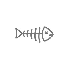 Fish skeleton, fishbone line icon.