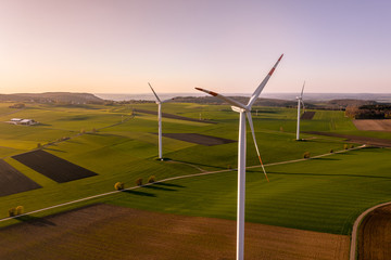 Wind turbines at twilight