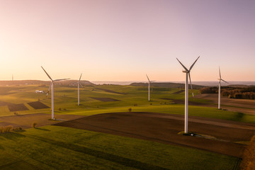 Fototapeta na wymiar Wind turbines at twilight