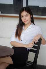 thai china adult office girl white shirt relax and smile