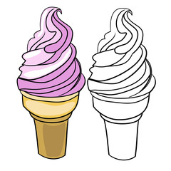 Image, vector drawing, coloring book, ice cream