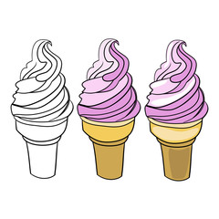 Image, vector drawing, coloring book, ice cream