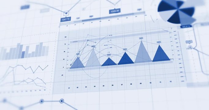 4K Financial Business Charts, Graphs And Diagrams. 3D Stock Market Infographics