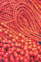 Gorgeous red and colorful beads. Close up
