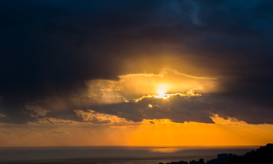 This is a capture of a sunset in Beirut and you can see the orange color formed by the sun and the beautiful horizon