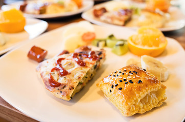 delicious breakfast at morning