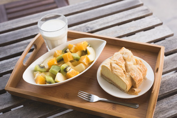 breakfast with fruit and cake