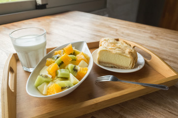 breakfast with fruit and cake