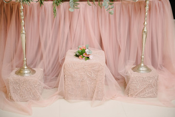 decoration of the banquet hall on the wedding day