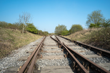 Fototapeta premium Railroad tracks merging