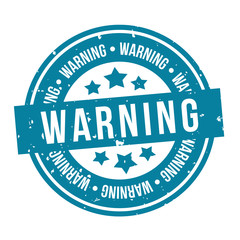 Blue Warning Stamp. Eps10 Vector Badge.