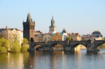 Fototapeta na wymiar Charles Bridge in Prague in spring