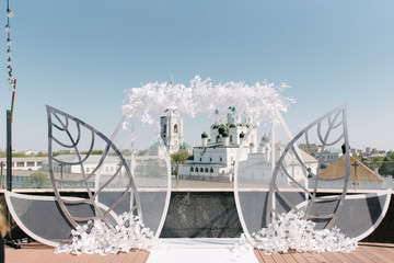 Wedding ceremony on the roof of the house