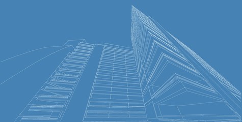 Obraz na płótnie Canvas 3D illustration architecture building perspective lines.