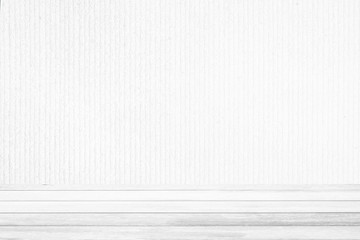 White Wood Table with Concrete Wall Background, Suitable for Product.