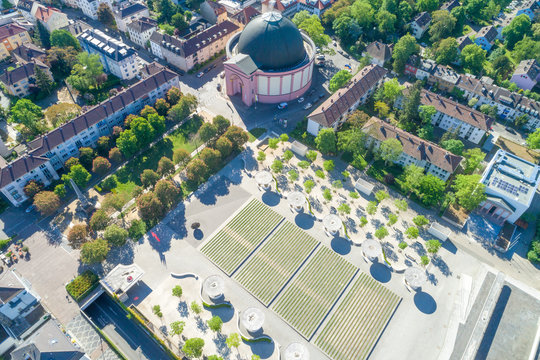 St. Ludwig und Theaterplatz, Darmstadt, Hessen, Deutschland, Luftbilld