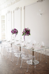 Festive wedding table setting.Table decoration on the wedding day