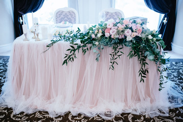 decoration of the banquet hall on the wedding day