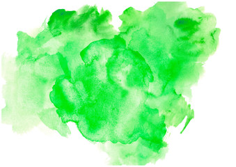 green watercolor gradient isolated background.Watercolor on wet paper