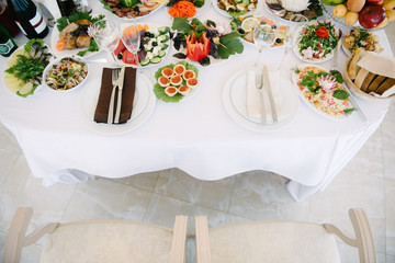 decoration of the banquet hall on the wedding day