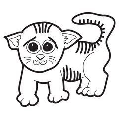 Cartoon doodle illustration of cute little baby cat for coloring book, t-shirt print design, greeting card