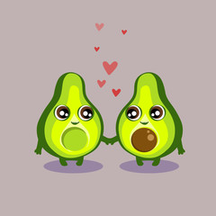 avocado in love vector illustration