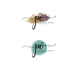 P O PO Initial letter handwriting and  signature logo.