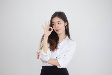 Portrait of thai adult working women white shirt OK
