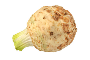 Fresh celery root isolated on white background