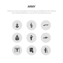 9 round vector icons such as patriot, pledge, pull up, rifle, salute contains secret agent, shotgun, soldiers and a weapon, submarine front view. patriot, pledge, icon3_, gray army icons