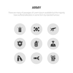 9 round vector icons such as time bomb with clock, torpedo, two bullets, veteran, whizbang with rong contains badge, cannon, dead, dynamite. time bomb with clock, torpedo, icon3_, gray army icons