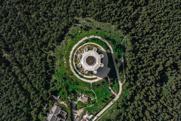 castel del monte aerial drone view medieval castle puglia bari italy