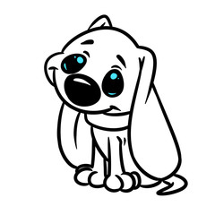 Little dog animal character cartoon illustration isolated image coloring page