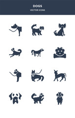 12 dogs vector icons such as maltese dog, maltipoo dog, mastiff dog, mexican hairless mudi contains newfoundland norfolk terrier nova scotia duck tolling retriever otterhound papillon pekingese