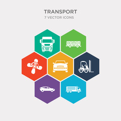 simple set of logistics truck, black car, forklift truck, front car icons, contains such as icons boat propeller, bus vehicle, truck front view and more. 64x64 pixel perfect. infographics vector