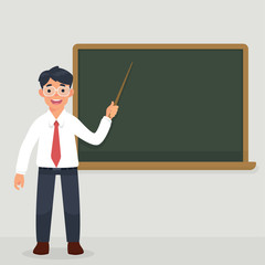 vector illustration of man as a teacher teach in class