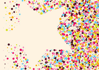 Obraz premium Festive background with multicolored confetti. Yellow, pink, blue circles but against a white background. Flying confetti.