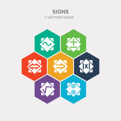 Obraz premium simple set of reason, square root, absolute, implies if icons, contains such as icons maths, less plus, is similar to and more. 64x64 pixel perfect. infographics vector