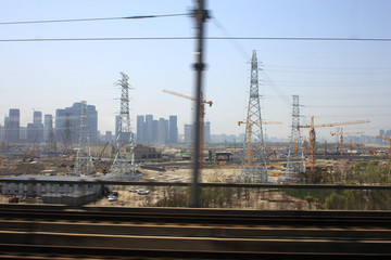 Fototapeta na wymiar China's high-speed railway construction scene