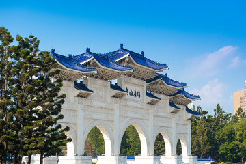 Taipei, Taiwan - January  25, 2019: The main gate National Chiang Kai-shek Memorial Hall