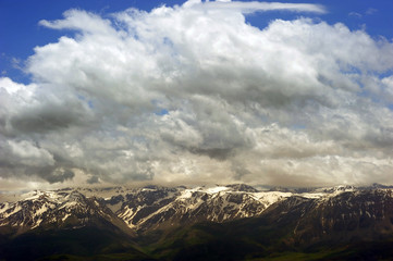 View to the snowy mountains.