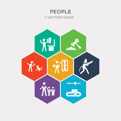 simple set of assembler, teacher and students, firefighter working, book keeper icons, contains such as icons dog trainer, judge with hammer, architech working and more. 64x64 pixel perfect.