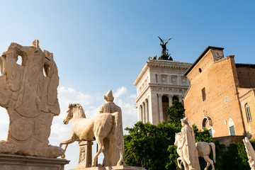 image of the ancient statues in the external area of the Campidoglio, Rome