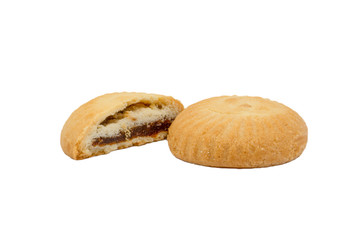 Dry dates biscuits  isolated on white background. Selective focus