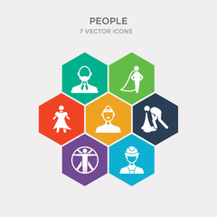 simple set of technician, vitruvian man, sickness, female doctor icons, contains such as icons bohemian, cape, bussiness man and more. 64x64 pixel perfect. infographics vector