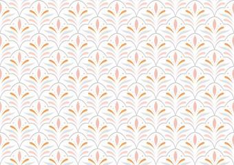 Fototapeta na wymiar Seamless Arabesque Floral Pattern. Art Deco Style Background. Vector Abstract Flower Texture.