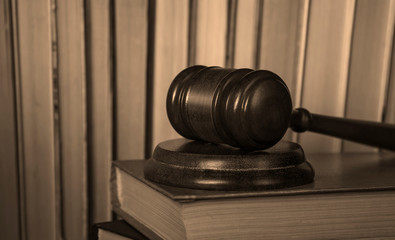 Obraz premium Judge's hammer, books. Law. legal education. law.
