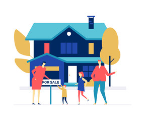 Real estate agency - colorful flat design style illustration