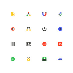 Marketing and shopping - colorful material design icons set