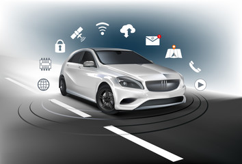 connected car with icons